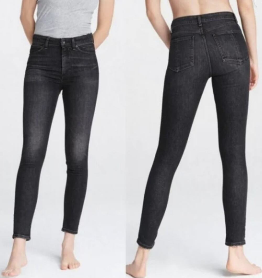 Rag & Bone Nina High Rise Skinny Jeans Womens Size 25 Black Opal Lyocell Denim